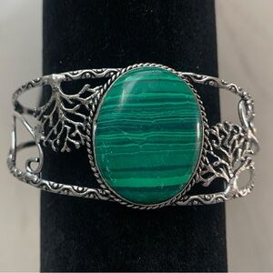 1994 Elegant Silver Bracelet with Green Stone